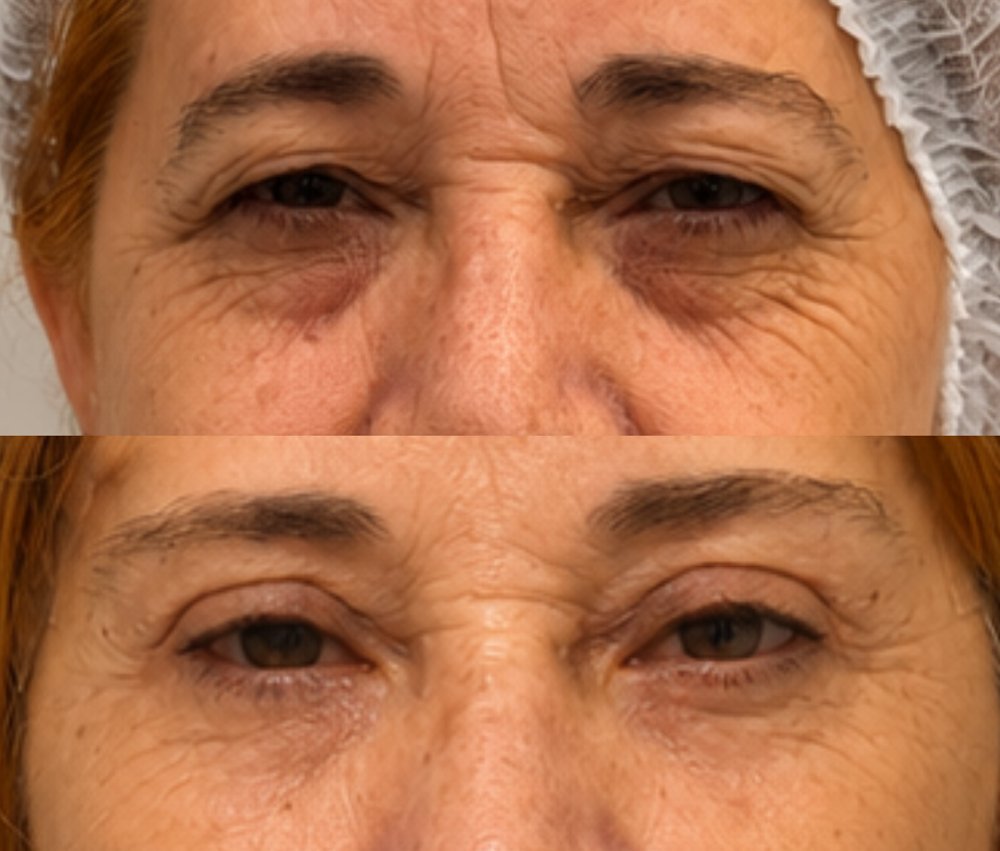 Antes e depois — cirurgia de pálpebras com a Dra. Lívia Lanzoni